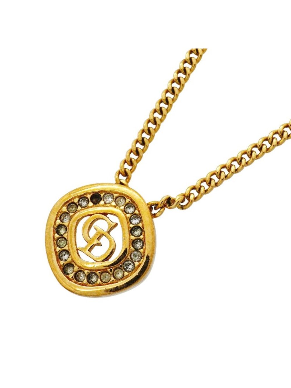 Dior Necklace CD Logo Gold Plated Rhinestone